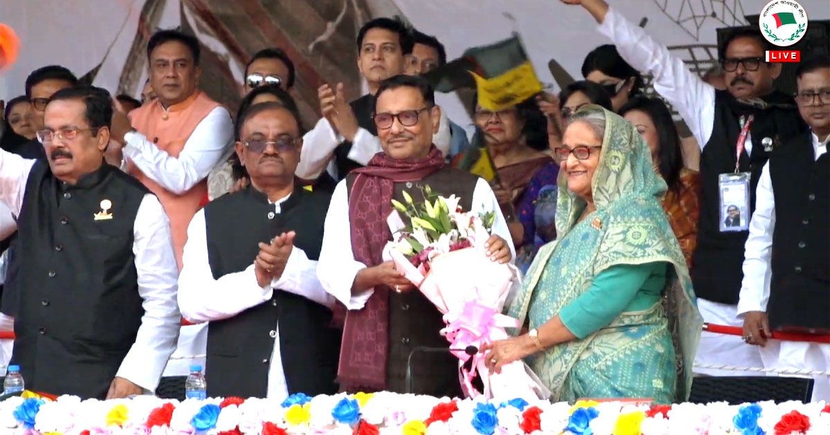 কলাবাগান মাঠে আওয়ামী লীগের নির্বাচনী জনসভা শুরু হয়েছে